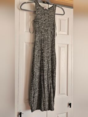 SUPRE Black and White Textured Maxi Skirt